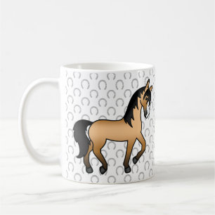 Caneca De Café Ilustração de Cavalo Trotador de Cartoon Cute de B