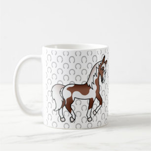 Caneca De Café Ilustração de Cavalo Trotador de Marrom Pinto