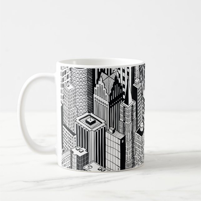 Caneca De Café Ilustração de cidade do arranha-céu, isométrica se (Esquerda)