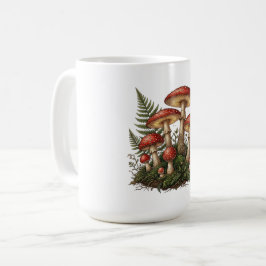 Caneca De Café Ilustração de Cogumelo Fly Agaric Vintage