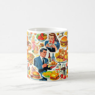 Caneca De Café Ilustração de Comidas da Vintage 1950s