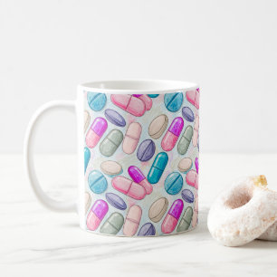 Caneca De Café Ilustração de Comprimidos Pastel de Farmacêutico