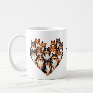 Caneca De Café Ilustração de Coração de Sheltie Cachorro Shetland
