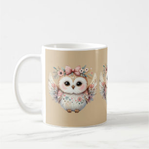 Caneca De Café Ilustração de Coruja Boho Kawaii