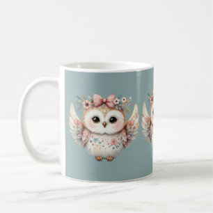 Caneca De Café Ilustração de Coruja Kawaii Boho
