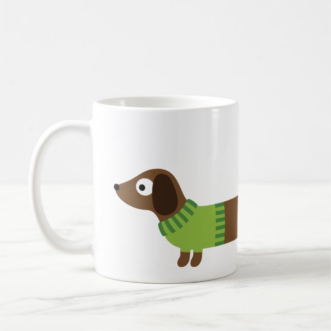 Caneca De Café Ilustração de Dachshund Longo Cute (Esquerda)