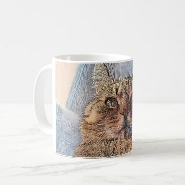 Caneca De Café Ilustração de Design de Gato Tigre (Frente Esquerda)