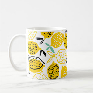 Caneca De Café Ilustração de Design de Lemon Summer Vintage