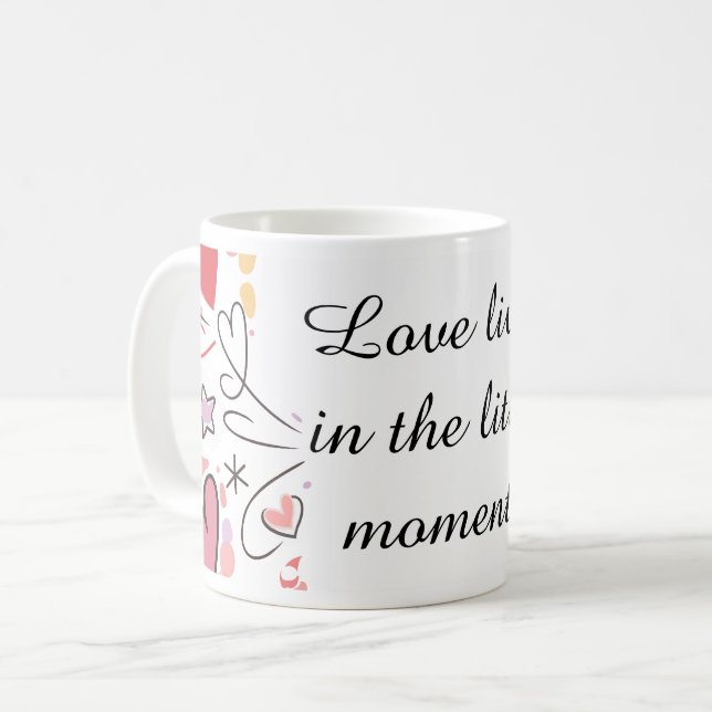 Caneca De Café Ilustração de Doodle de Amor Divertido (Frente Esquerda)