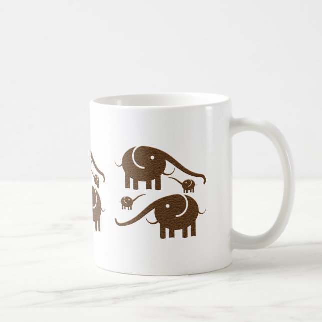 Caneca De Café Ilustração de Elefante Castanho (Direita)