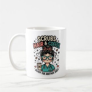 Caneca De Café Ilustração de Enfermeira Divertida com Scrubs, Cab