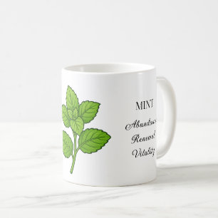 Caneca De Café Ilustração de Erva de Hortelã e Usos
