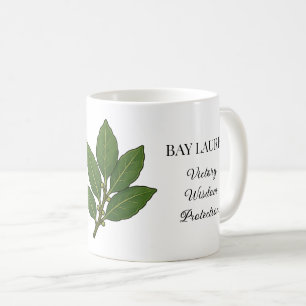 Caneca De Café Ilustração de Erva de Louro e Usos