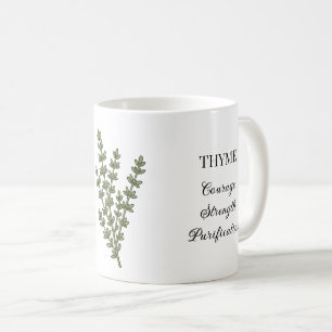 Caneca De Café Ilustração de Erva de Tomilho e Usos