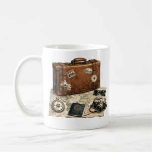 Caneca De Café Ilustração de Essenciais de Viagem Vintage