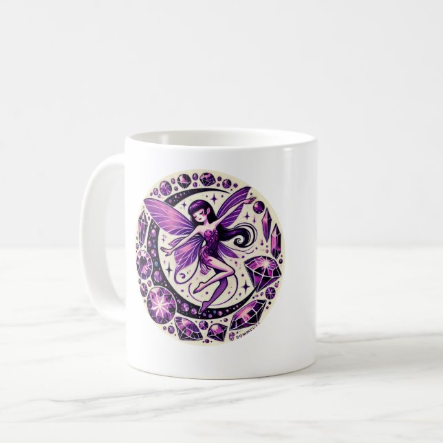 Caneca De Café Ilustração de Fada Roxa (Frente Esquerda)