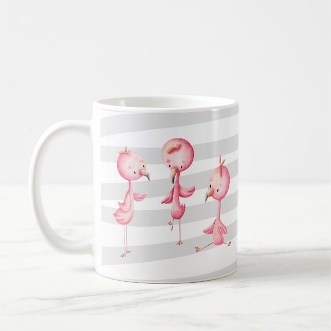 Caneca De Café Ilustração de Flamingos Rosa-Bonito (Esquerda)