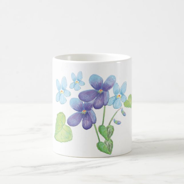 Caneca De Café Ilustração de Flores Violetas Selvagens (Centro)