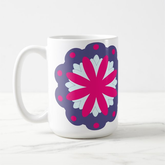 Caneca De Café Ilustração de formas florais roxas e rosas (Esquerda)