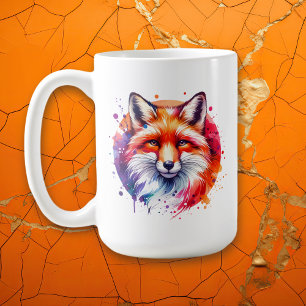 Caneca De Café Ilustração de Fox de Aquarela Personalizada