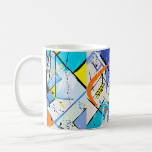 Caneca De Café ilustração de fundo abstrato, com traços, sp