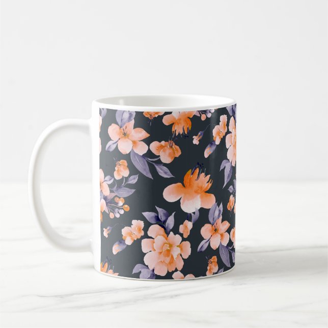Caneca De Café Ilustração de fundo sem descontinuidades de flores (Esquerda)