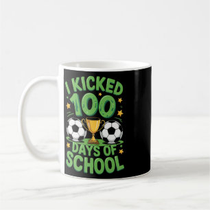 Caneca De Café Ilustração de Futebol de 100 Dias de Escola