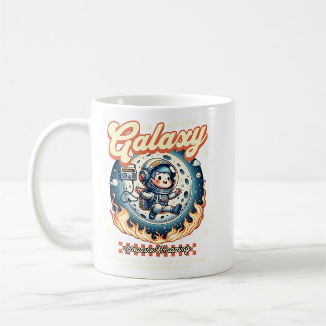 Caneca De Café Ilustração de Gato Astronauta da Galáxia Fofa  (Esquerda)