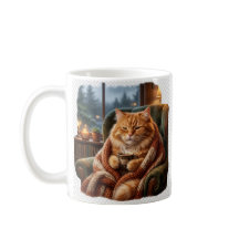 Ilustração de Gato de Café Aconchegante