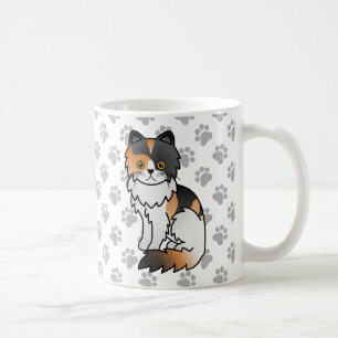 Caneca De Café Ilustração de Gato de Cartoon Gótico Calico Persa