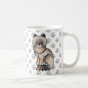 Caneca De Café Ilustração de Gato de Cartoon Grito Persa de Creme