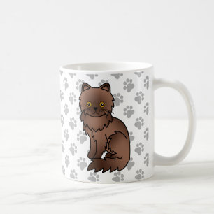 Caneca De Café Ilustração de Gato de Cartoon Persa de Chocolate