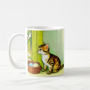 Caneca De Café Ilustração de Gato de Tabby de Vintage