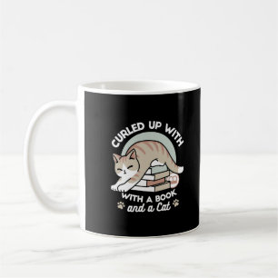 Caneca De Café Ilustração de Gato do Livro ao Longo - Enrolada e