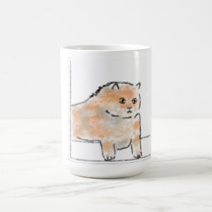 Caneca De Café Ilustração de Gato em Aquarela Fofa