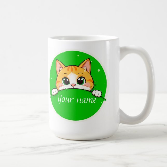 Caneca De Café Ilustração de Gato Fofo (Direita)
