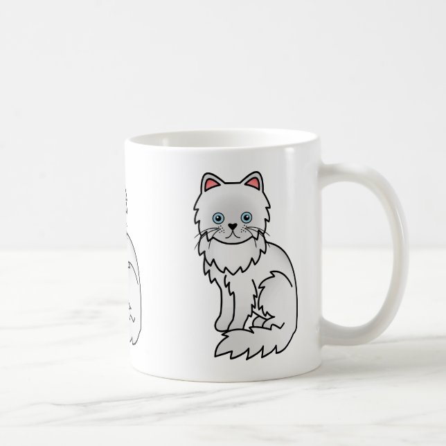 Caneca De Café Ilustração de Gato Persa Branco com Olhos Azuis (Direita)