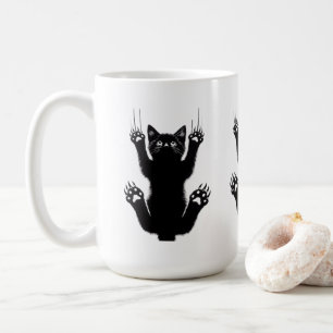 Caneca De Café Ilustração de Gato Preto Elegante