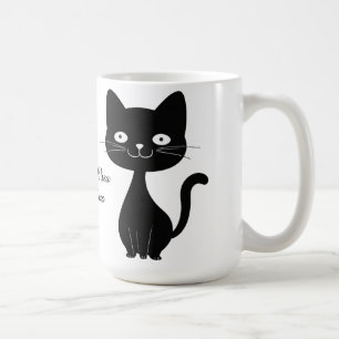 Caneca De Café Ilustração de gato preto minimalista de desenho an