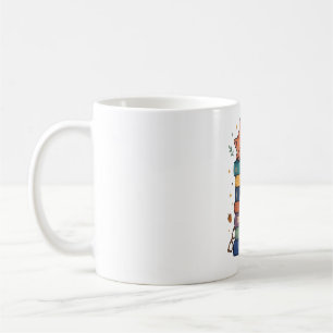 Caneca De Café Ilustração de Gato Sonolento em Livros