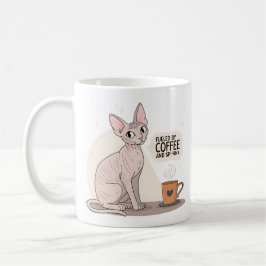 Caneca De Café Ilustração de Gato Sphynx e Café