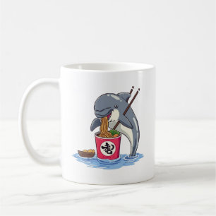 Caneca De Café Ilustração de Golfinho Comendo Ramen