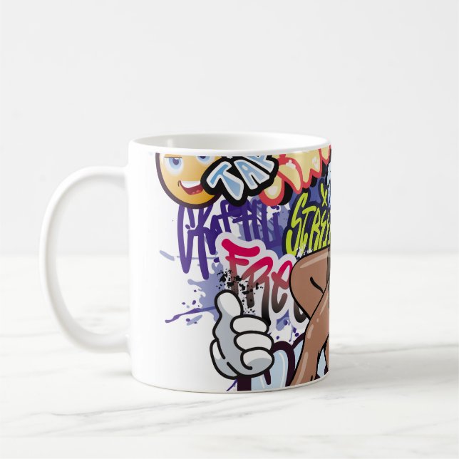 Caneca De Café ilustração de grafite com letras de grafite de rua (Esquerda)