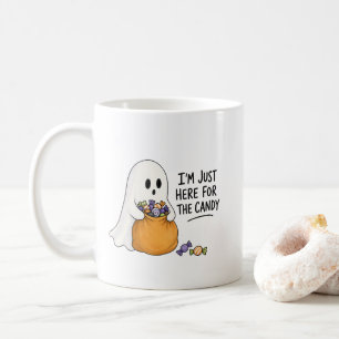 Caneca De Café Ilustração de Halloween do Fantasma Aqui Só Pelo D
