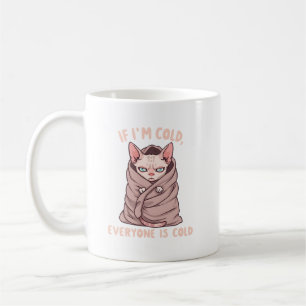 Caneca De Café Ilustração de Humor Frio de Gato Sphynx Mal-humora