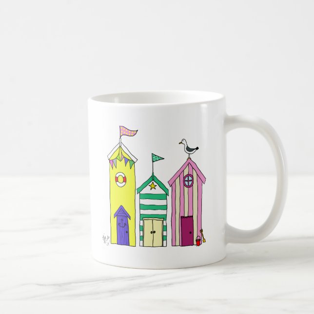Caneca De Café Ilustração de Huts de Praia 1 (Direita)