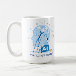 Caneca De Café Ilustração de Inteligência Artificial Azul Moderna