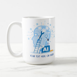 Caneca De Café Ilustração de Inteligência Artificial Azul Moderna