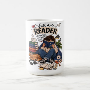 Caneca De Café Ilustração de Leitor de Livros Aconchegante