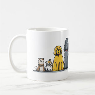 Caneca De Café Ilustração de Linha de Cachorros Fofos - Equipe Di